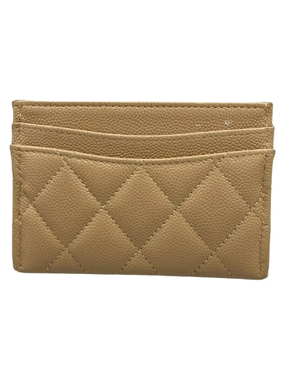 Chanel Card Case Quilted Beige Gold